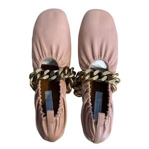 Stella McCartney Falabella Faux Leather Pink Chain Ballet Flats 37.5